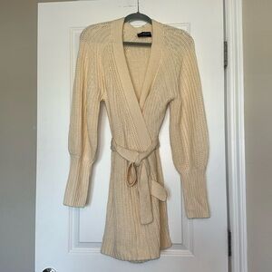 Kittenish White Wrap Sweater Dress